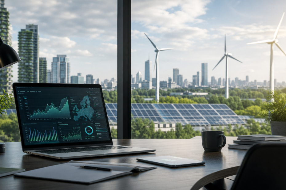 Technology sustainability and AI editorial image